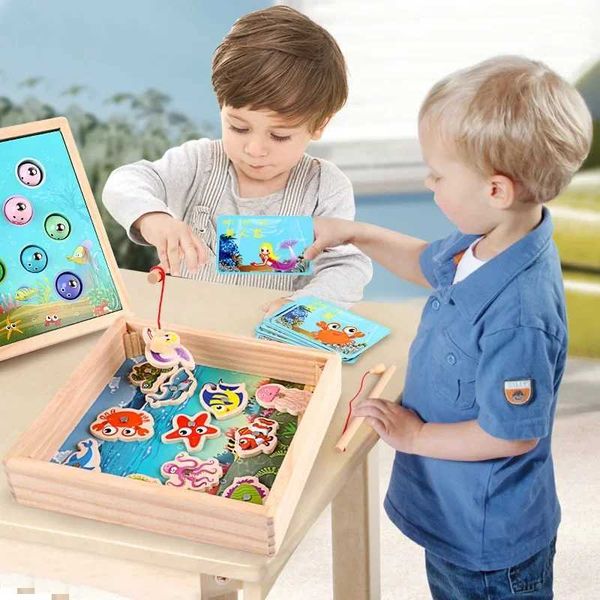 Kids Early Education Props Wooden Magnetic Games 3D Fishing Toy Game Baby Kids Educational Toys Children Birthday Christmas Gift X250113