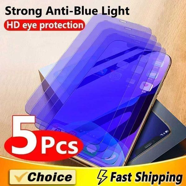 5Pcs Anti Blue Light Glass for iPhone 13 15 11 12 14 Pro Max Protect Eyesight Screen Protector For iPhone 11 XS Max XR 8 7 PlusT250115
