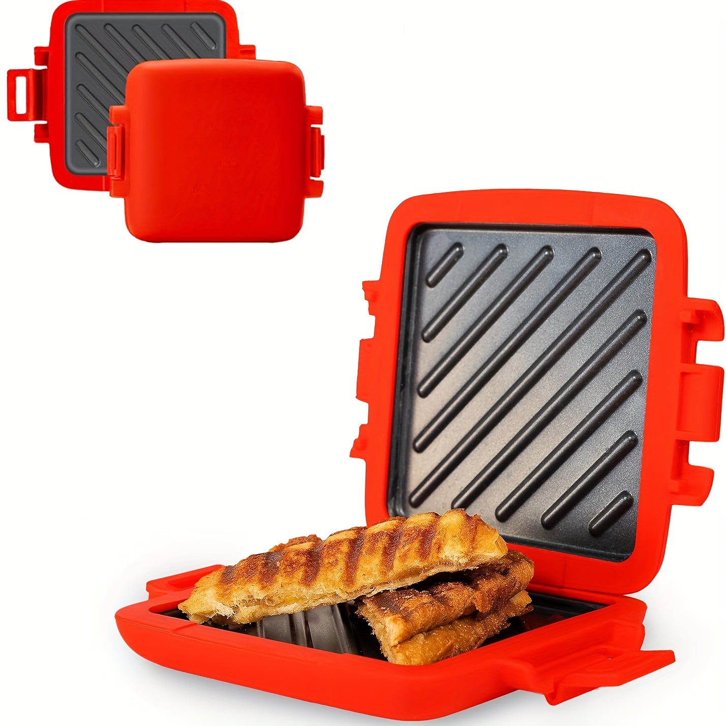 TEMU Microwave Sandwich Maker, Compact Toaster, No Power, Removable Baking Tray Easy To Clean And Operate, Dishwasher Safe Time-saving, Dual-sided