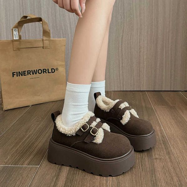 Loafers Fur Women Round Toe Casual Female Sneakers Flat Shoes Clogs Platform New Dress Creepers Winter Basic Ankle Plush SolidC241021