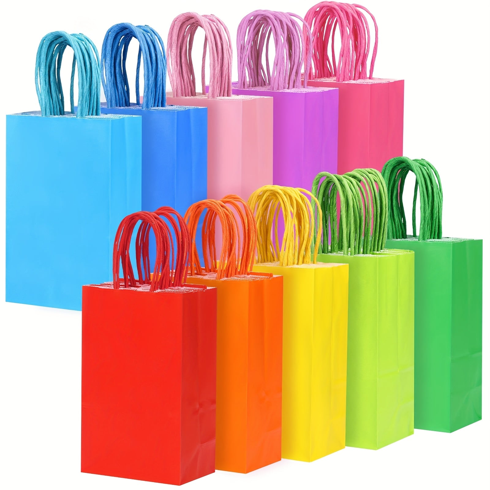 TEMU 20-100pcs Gift Bags Bulk, 5.9×3.15×8.2 Inch Small Gift Bags With Handles, Party Favor Bags For Birthdays, Wedding, Baby Showers, Halloween &