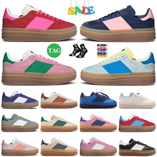 Womens Gazellesneakers Platform Bold Designer Casual Shoes Cream Collegiate Green Suede Leather Pink Glow Gum White Black Flat Trainers Plat
