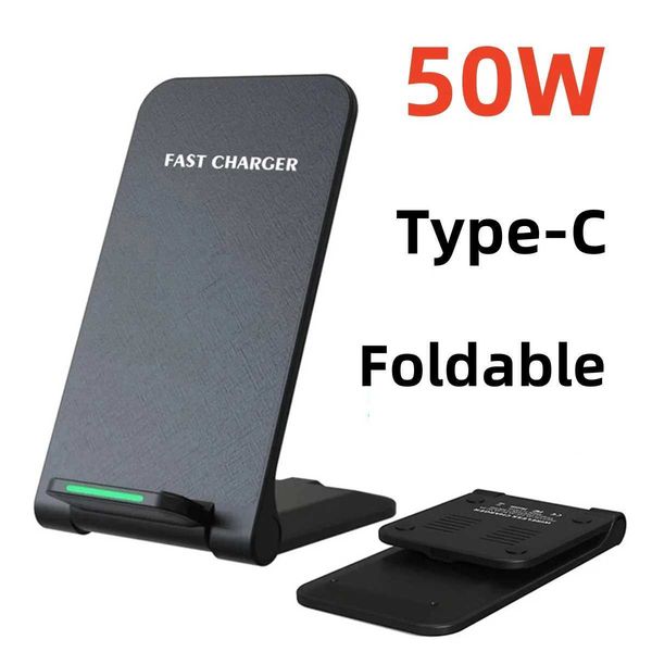 50W Wireless Charger Stand Pad For iPhone 15 14 13 12 11 Pro X XS Max XR 8 Samsung Induction Fast Charging Dock StationM240731