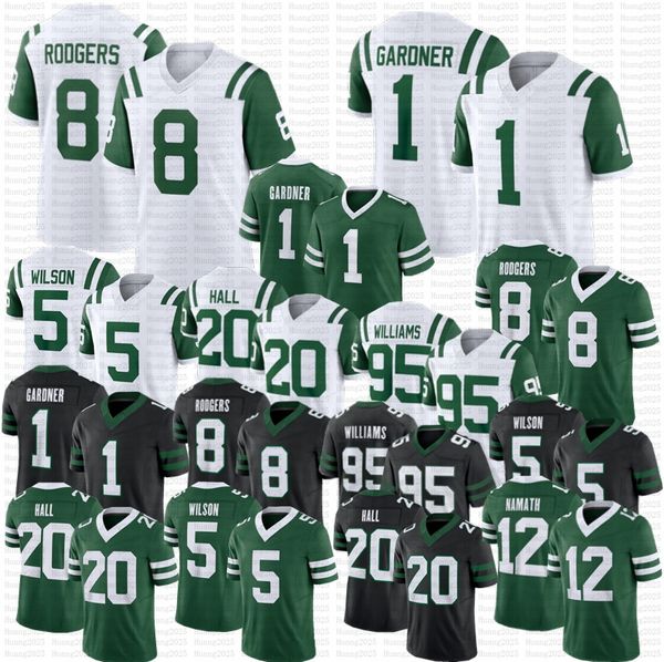Davante Adams Ahmad Sauce Gardner Aaron Rodgers Garrett Wilson Quinnen Williams Football Jersey Joe Namath Breece Hall Johnson II Jerseys