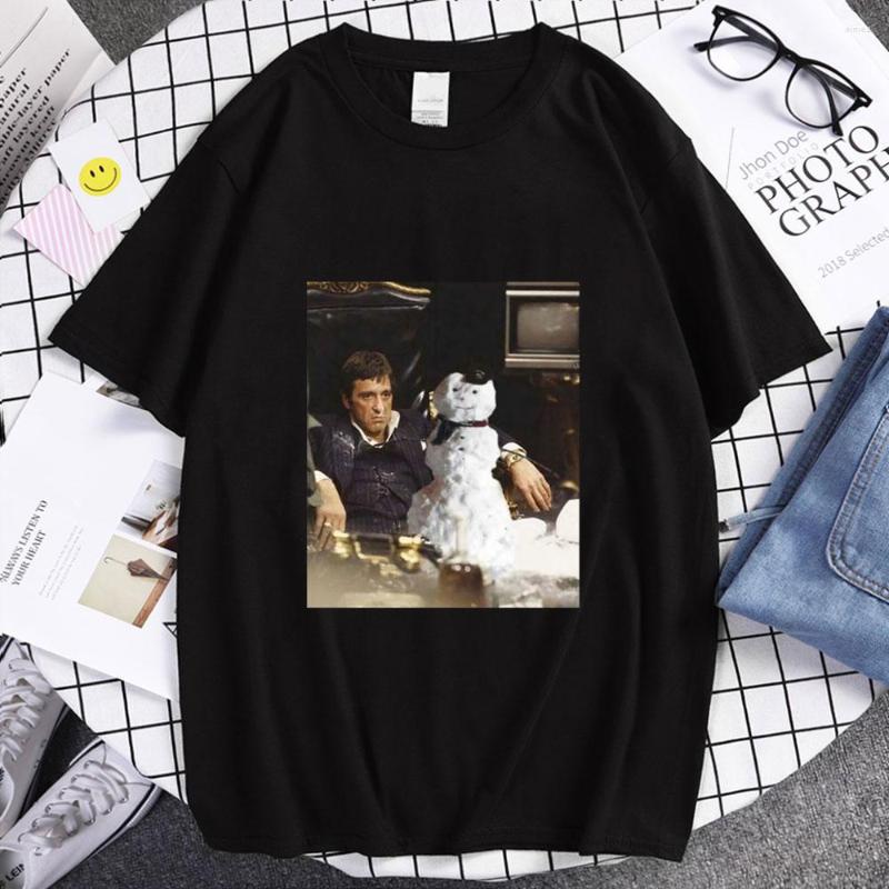 Men&#039;s T Shirts Scarface Snowman Ecstasy Molly Rave Edm Coke American Personality Print Summer Short-sleeved Loose Man T-shirt