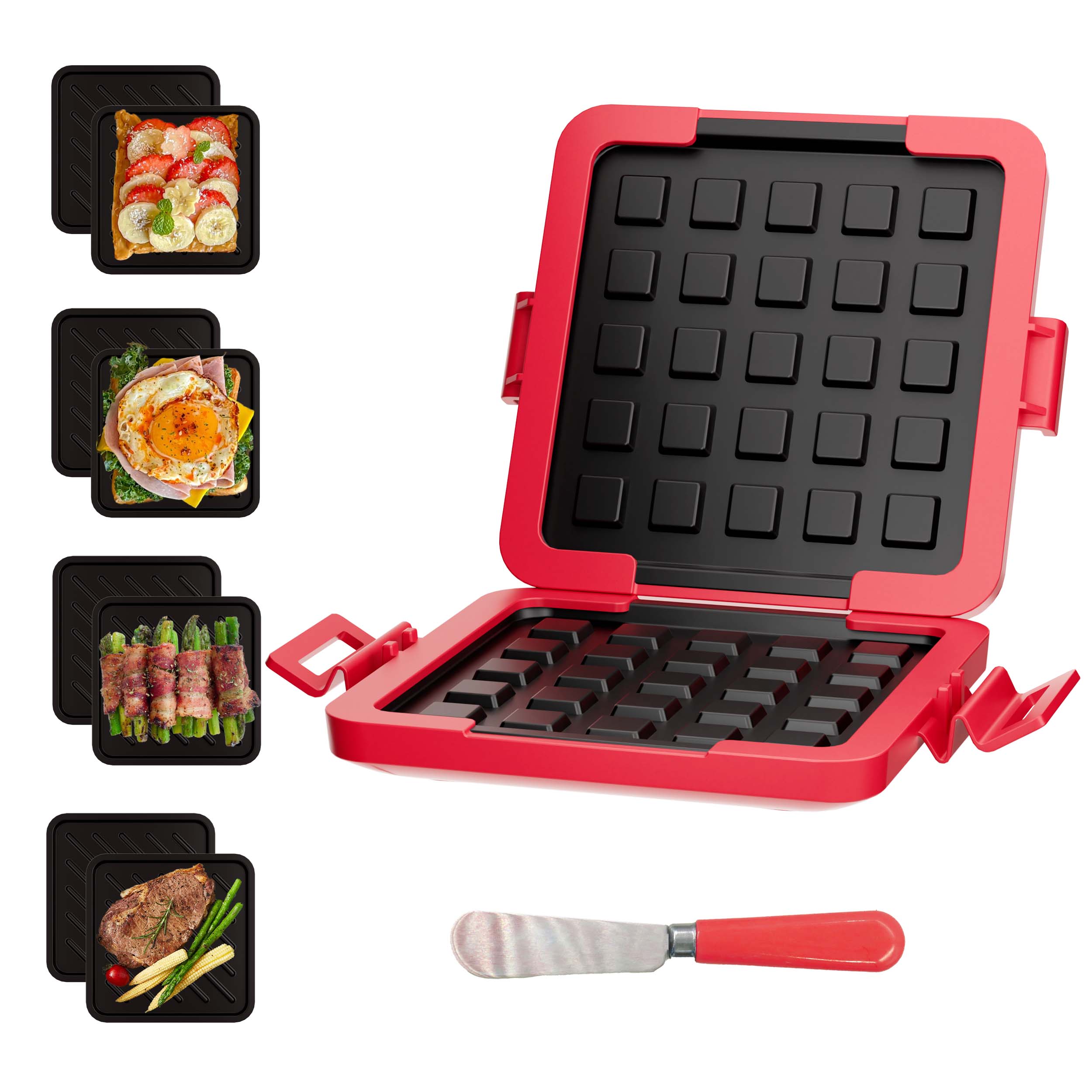 High quality red microwave grill and waffle spitters microwave toaster sandwich maker panini maker dishwasher safe time saver