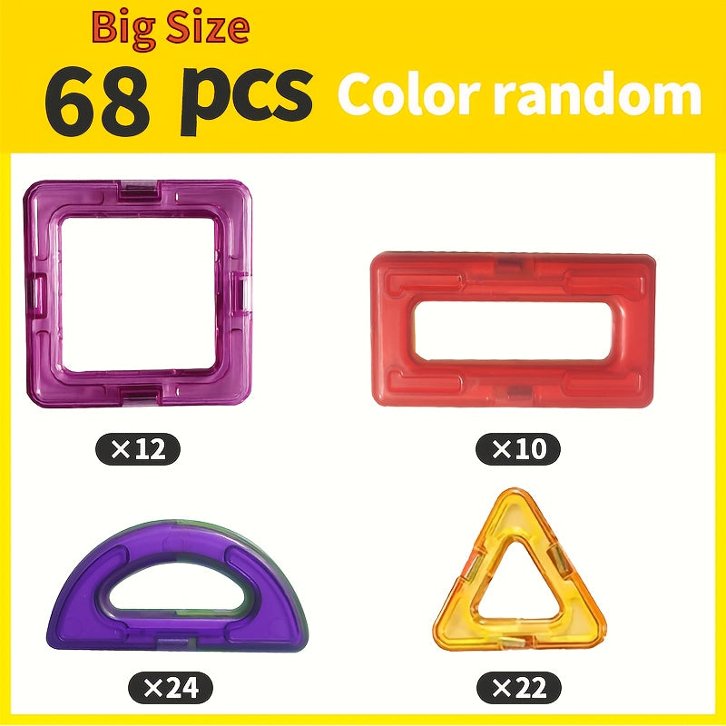TEMU [145-68pcs Magnetic Building Blocks] Large Stem Magnetic Building Blocks, Construction Set, Educational Magnet Toys In Assorted Colors, Perfect