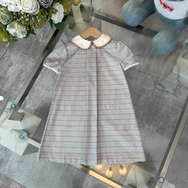 Luxury baby skirt Red dashed design Princess dress Size 100-160 CM kids designer clothes summer Short sleeved girls partydress