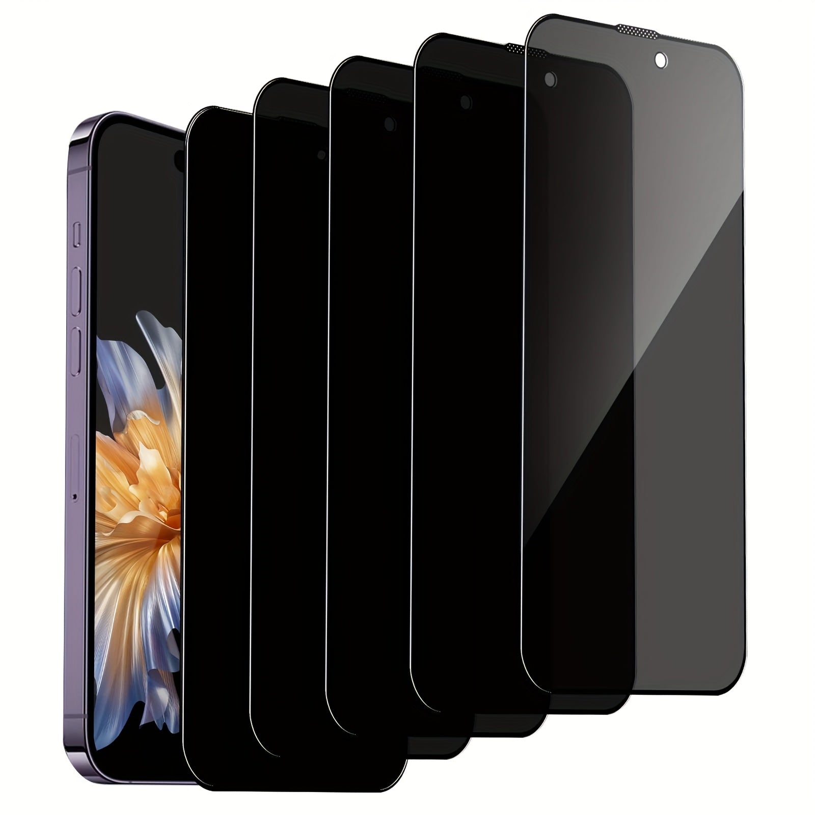 TEMU 5pcs Anti-peek Privacy Screen Protector For Iphone 15pro-16 Series, , Dust & Scratch Resistant,