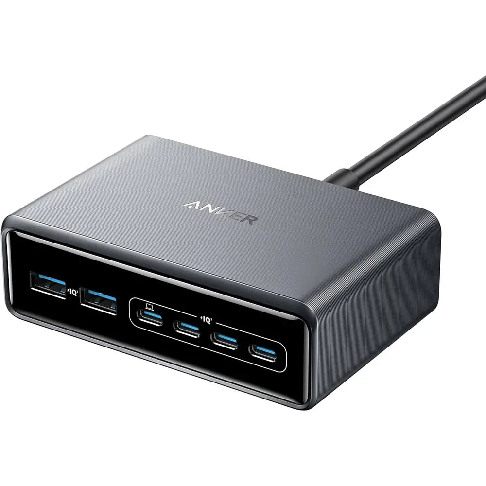 Anker Prime Charger 200W 6 Ports GaN Desktop Charging Station USB-C PD 100W Max Fast Charge for Laptop Mobile Phone Earbuds
