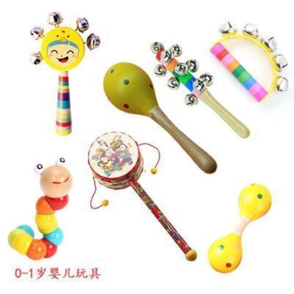Party Games Wooden Sand Hammer Training Hearing Ringing Bell Baby Exercise Hand Holding Instrument Toy Wholesale