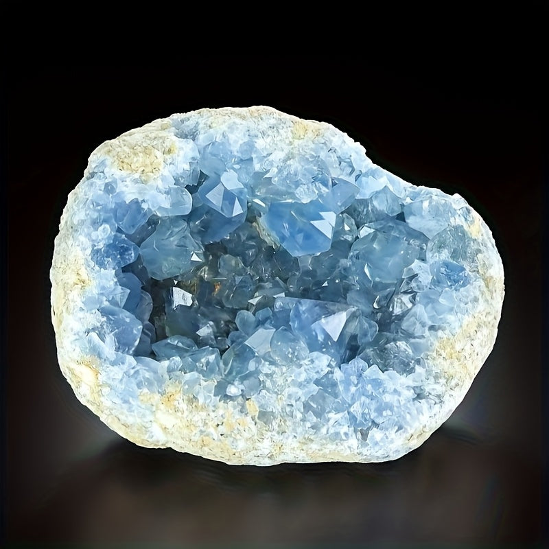 TEMU 1pc Large Rare Crystal Cluster Rough Stone - Sky Blue Crystal Specimen For Making, Aquarium Decor, Display & Unique Gift , Mineral, Accent