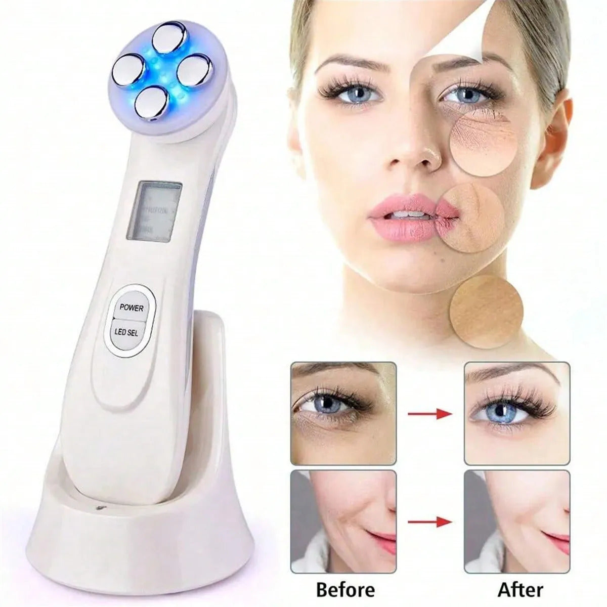 Mini For Face Skin LED Rejuvenation Wand Face Skin Care Massage Beauty Device Beauty MassagerLed Pon Skin Care Device 250422