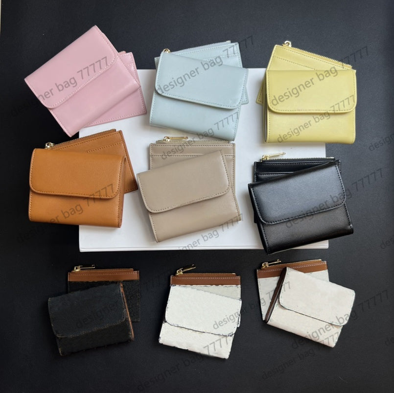 Designer wallets for men women fashion classic glossy buckle leather short coin purse Card holders daily essential item Credit cards can be placed.