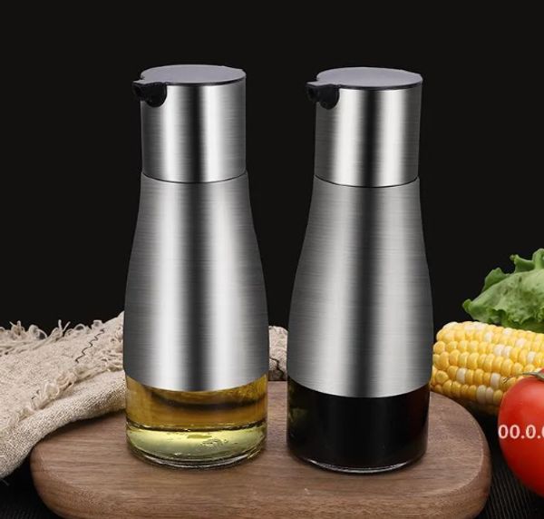 Stainless Steel Glass Olive Oil Dispenser, Vinegar And Soy Sauce Bottle Controllable No Drip Design 11Oz-320Ml 245Q 0523