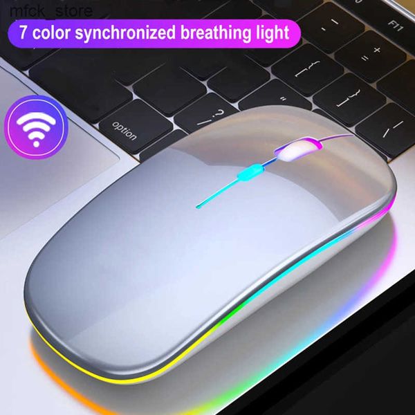 Wireless Dual Mode Bluetooth-Compatible LED Rechargeable Mouse Portable Computer Mice for Laptop ipad Tablet J241220