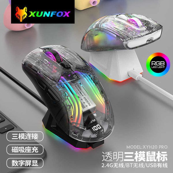 Mice X2pro wireless Bluetooth the third mock examination transparent RGB with screen base charging video game fashion computer mouse S25211