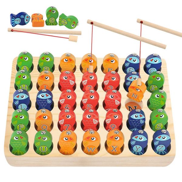 Preschool Learning Educational Toys for 2 3 4 5 years old Boys and girls Wooden Magnetic Fishing Childrens Toy Games Alphabet A X250113