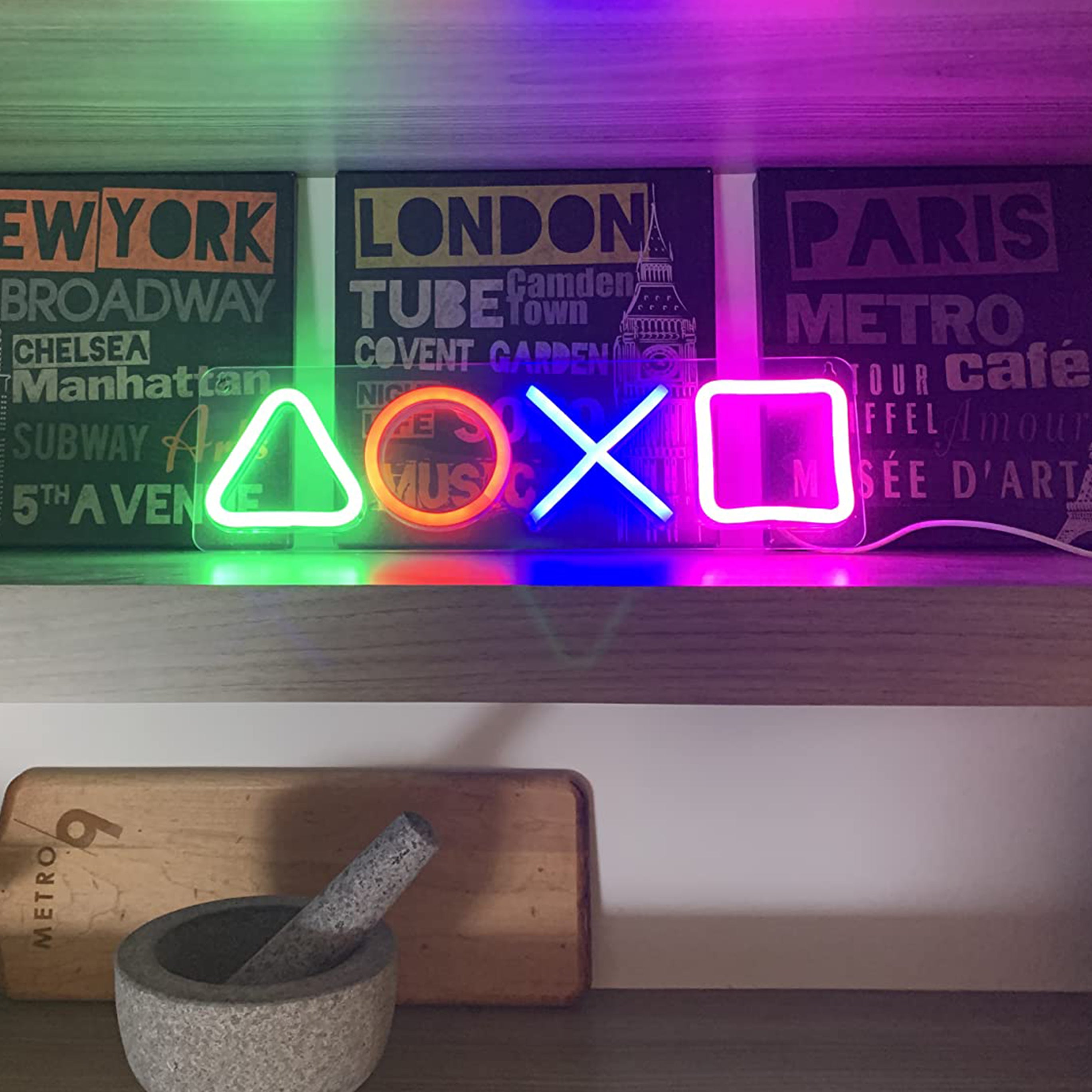 LED Game Controller Neon Sign Bright Lighting Design Perfect For Gaming Rooms