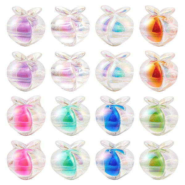 64 pièces 8 couleurs placage uv arc-en-ciel perles acryliques irisées