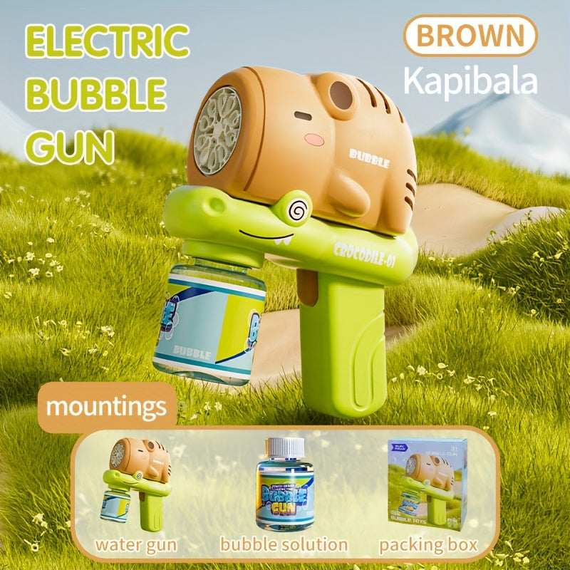 TEMU Capybara Electric Bubble Gun, Portable Handheld Bubble Toys, Suitable For Outdoor Parties, Weddings, Beach, Pool, Halloween-christmas-birthday