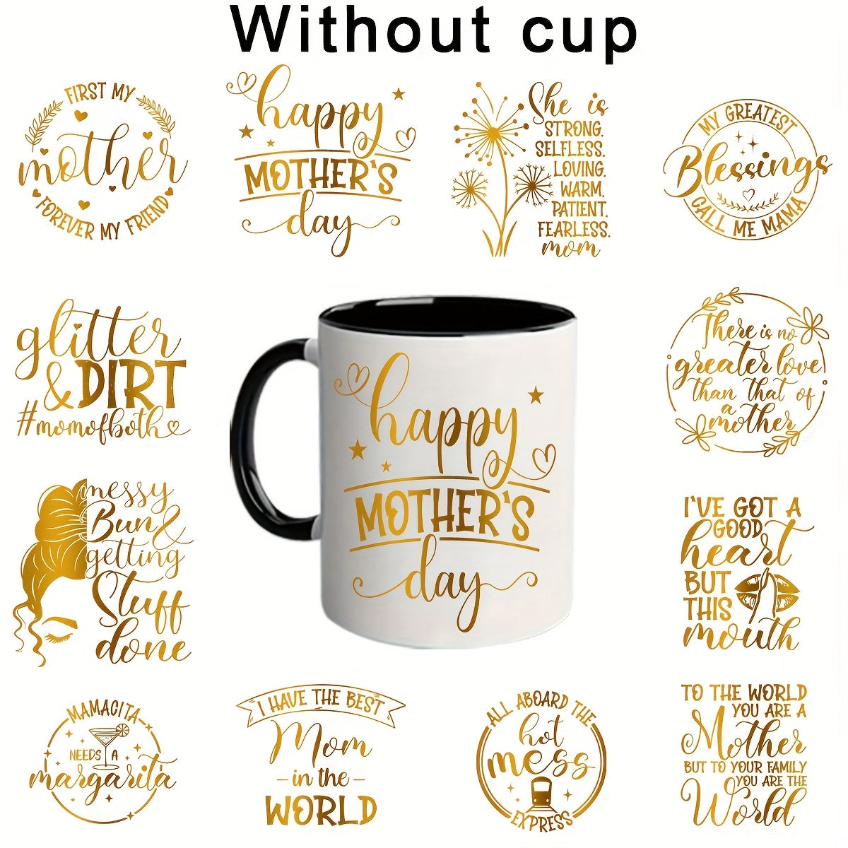 TEMU 12pcs Uv Dtf Cup Wraps Sticker - Mom Life Rub On Transfers For Crafts For Glass 16 Oz, Uv Dtf Transfer Sticker, Creative Festival Decoration