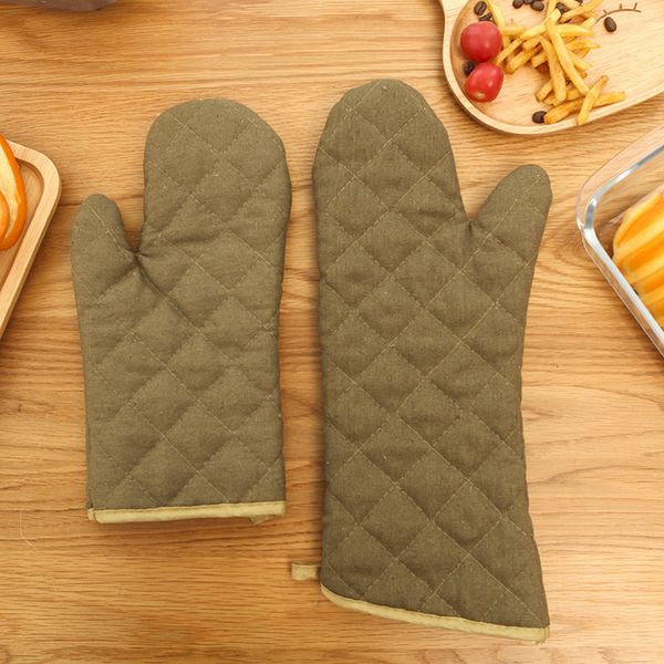 New canvas solid color baking microwave oven gloves, kitchen supplies, heat-resistant gloves