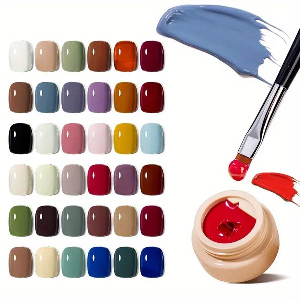36 Colors Solid Gel Polish, Nail Art Pigment Pudding Painting Gel Polish Set, Solid Cream Mud Gel Nail Polish For Nail Art DIY Design, Remov