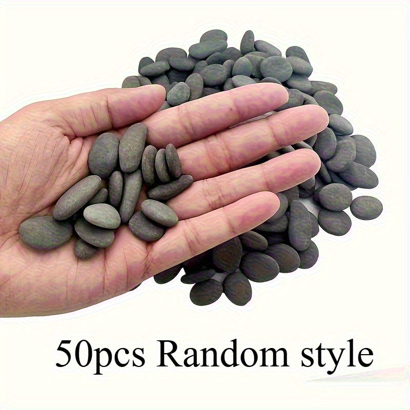 TEMU 50pcs Smooth Natural River Stones For Painting - Sizes, And Craft Decoration, Durable Fish Tank Decoration, Decoration, Aquarium And Craft