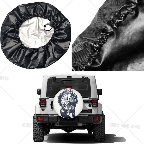 Jungle Mountain Wolf and Mountains Spare Tire Cover Dust-Proof Wheel Tire Cover Fit Trailer RV SUV and Many Vehicle 14 Inch