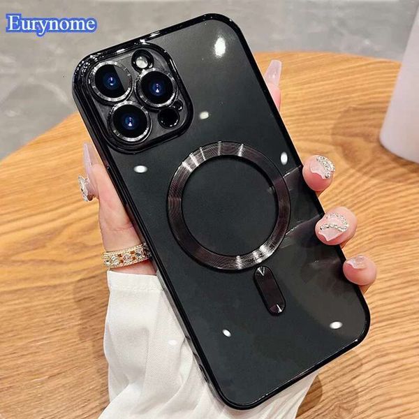 2025 New Magnetic Wireless Charging Case Designer Phone Case Suitable For Iphone 16 15 14 13 12 11 Pro Max Plus Magsafe Transparent Electrop