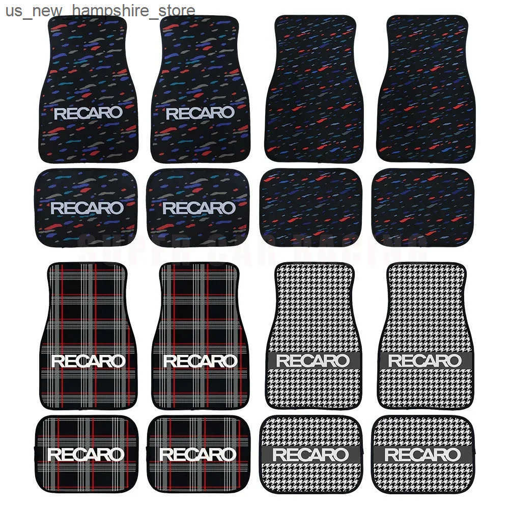 Floor Mats Carpets 4Pcs Non Slip Recaro Fabric Mat Carpet Anti-Slip Plush Floor Mats Car Mats Pad Protector Car Accessories Decoration J241204