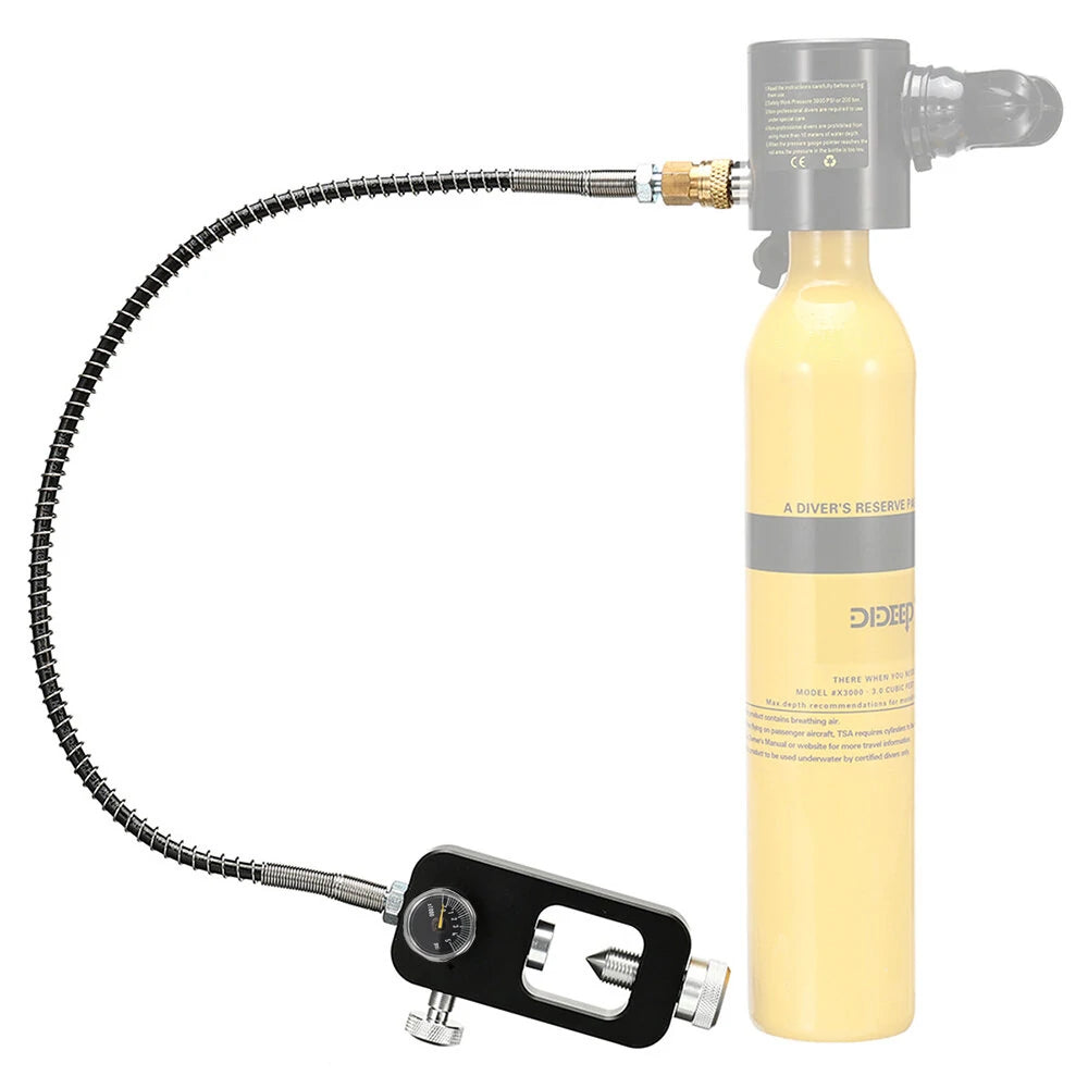 DIDEEP PSI Dial Mini Scuba Diving Tank Oxygen Cylinder Respirator Adapter 8MM Large to Small Scuba Tank Adapters Heads w