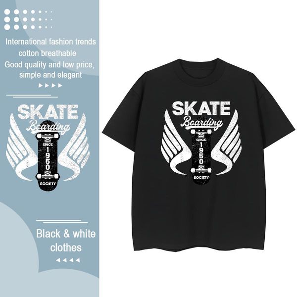 Casual New Woman T Shirts Short Sleeve O-Neck 230g Cotton Women Tees DIY Printed skateboarding Daily Wear Soft Top Shirts