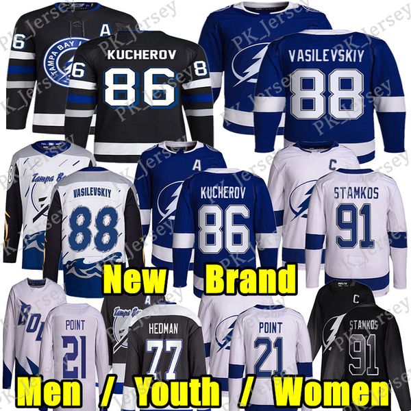 #86 Nikita Kucherov New Brand hockey jersey #59 Jake Guentzel Andrei Vasilevskiy Brayden Point Steven Staos Ryan McDonagh Anthony Cirelli Vi