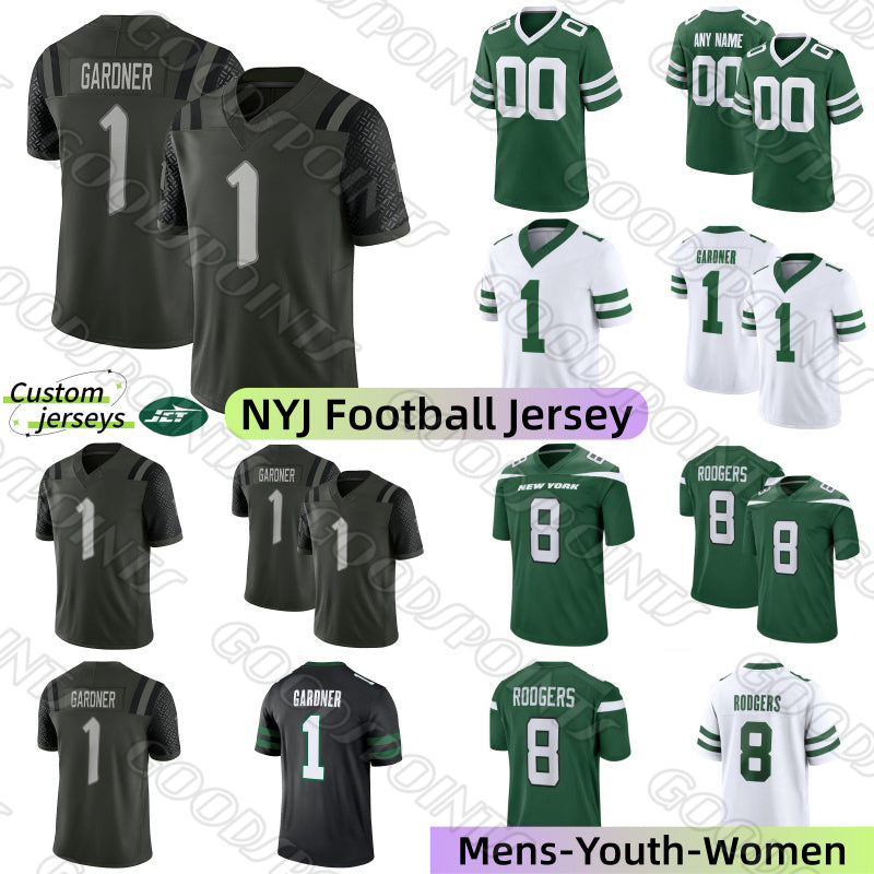 NYJ New York city JetsS Football jerseys Rivalries Garrett Wilson Justin Fields Game jersey Ahmad Sauce Gardner Quinnen Williams Breece Hall Joe Foo