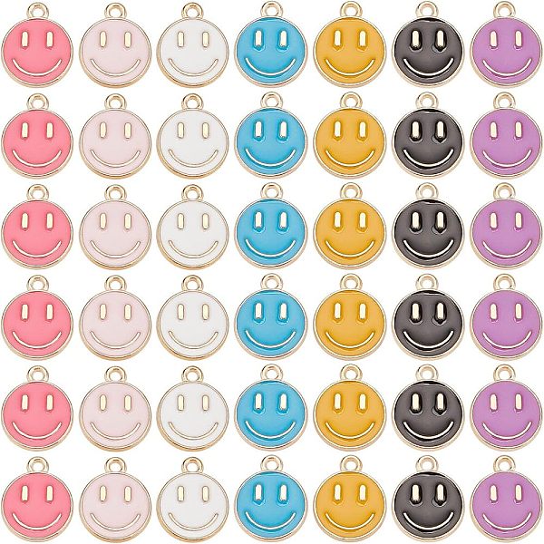 98pcs 7 Farben hellgoldene Legierung Emaille Charms