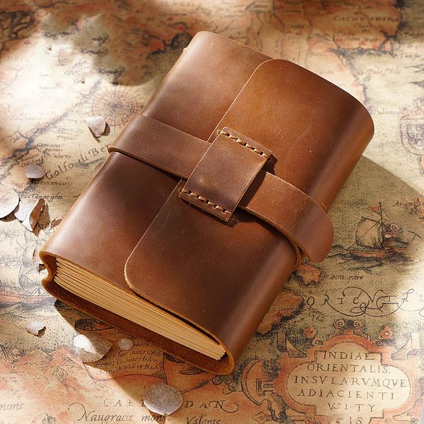Vintage Thickened Genuine Leather Notebook Diary Planner 200 Sheets Kraft Paper Journal Sketchbook Notepad 241120