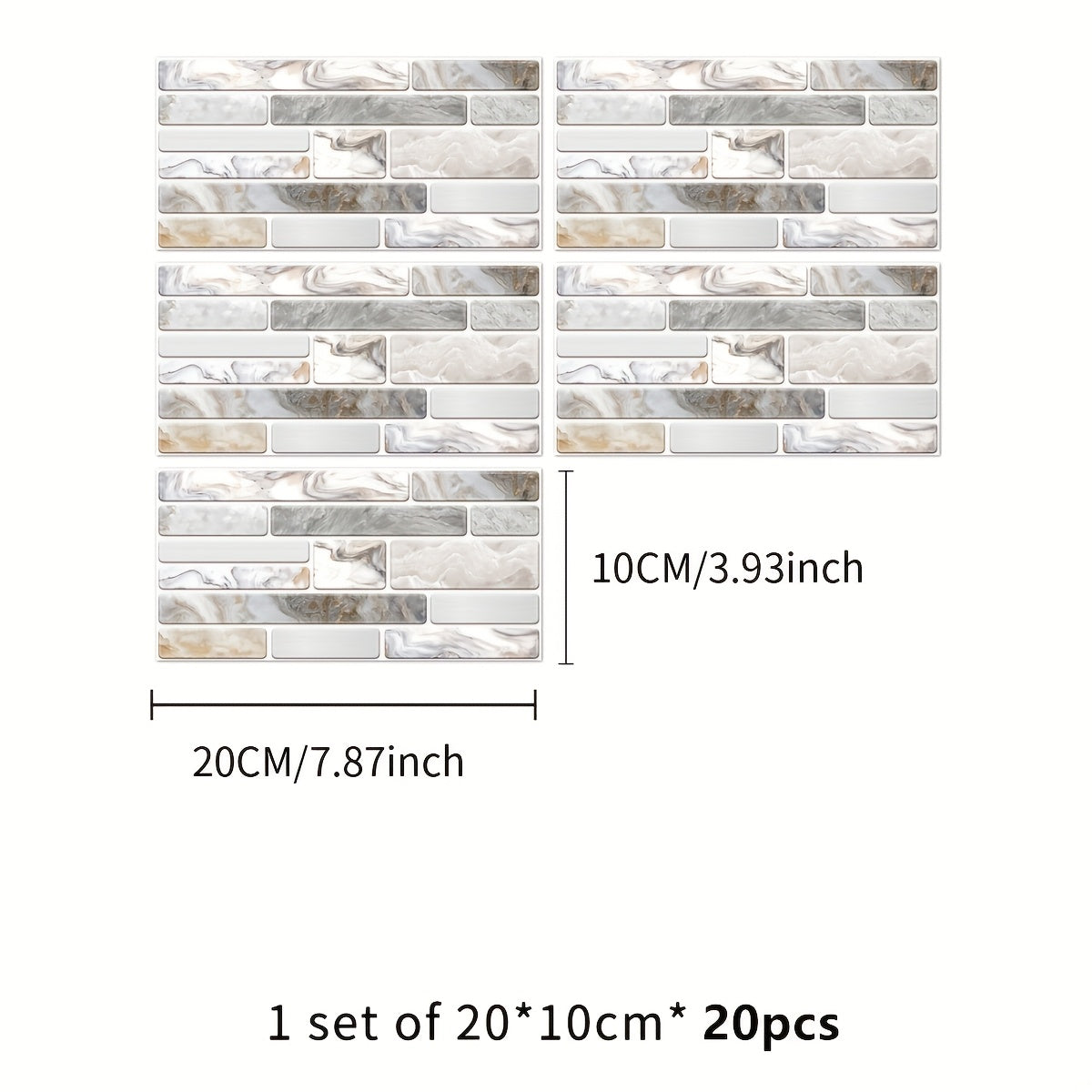 TEMU 20pcs Of Ceramic Tile Stickers, Vintage Peel And Stick Vinyl Wall Decals, Self-adhesive, Waterproof, Removable For Kitchen And Bathroom