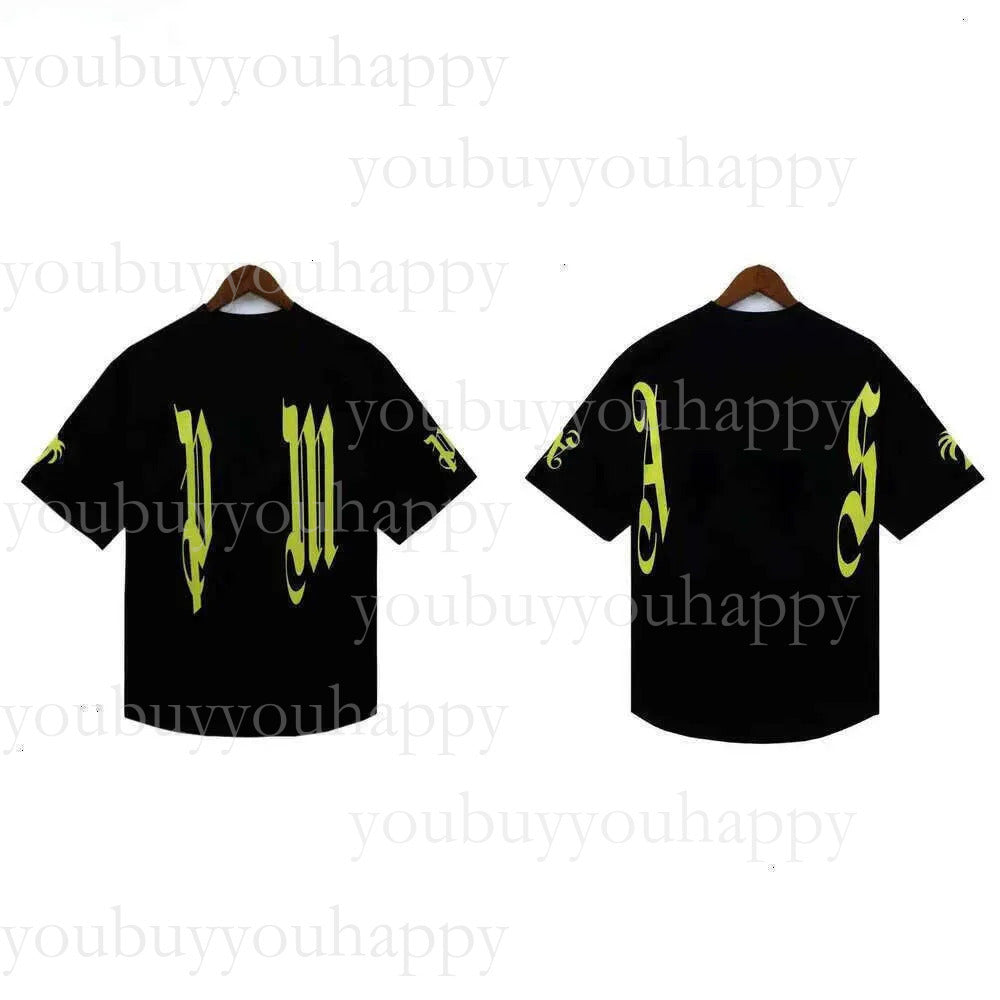 Palmangeles Tshirt Casual Loose Pure Cotton Round Neck Stamping Letter Short Sleeve Tracksuit Tops Designer Palms Tshirt Couple Hip Hop Angela T Shi
