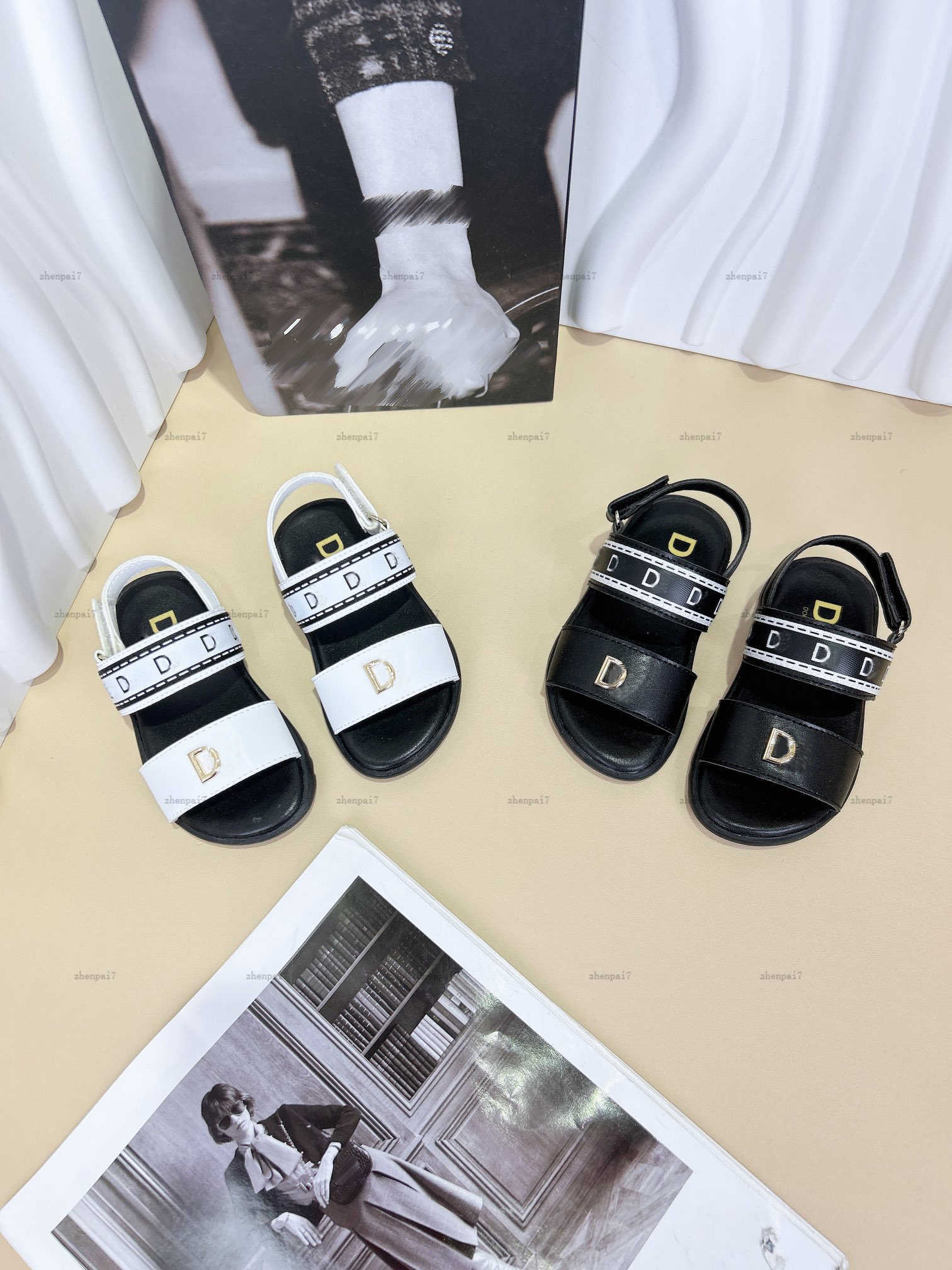 Top newborn baby Sandals Metal logo decoration Kids shoes Cost Price Size 21-28 Including box summer toddler shoe comfort girls Slippers