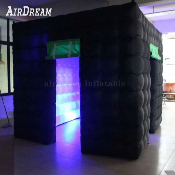 Wholesale Wholesale black self wedding tent inflatable photo booth backdrop customized cabina kiosk 2 doors show party house with internal b