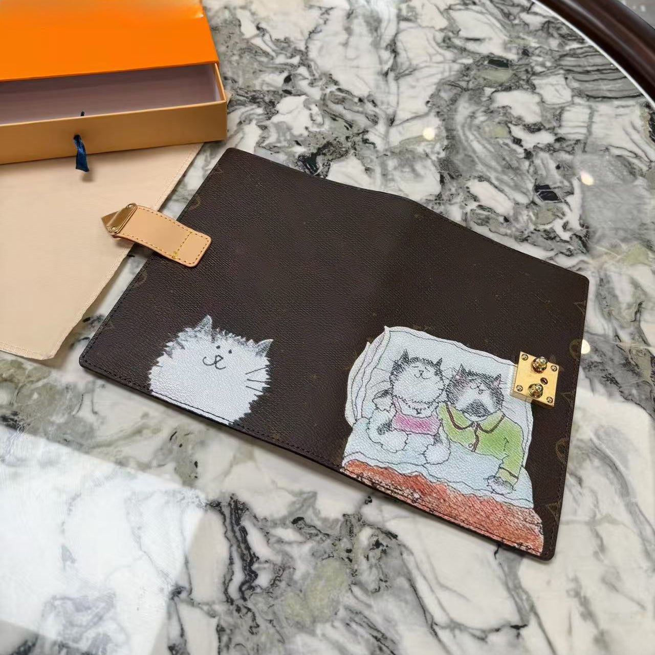 Designer Agenda Cover Notebook Jane Notebook Grace Cat wallet Desk Leather Old Flower Cartoon Business Work Meeting Note Card Case Holder Wallets Pa