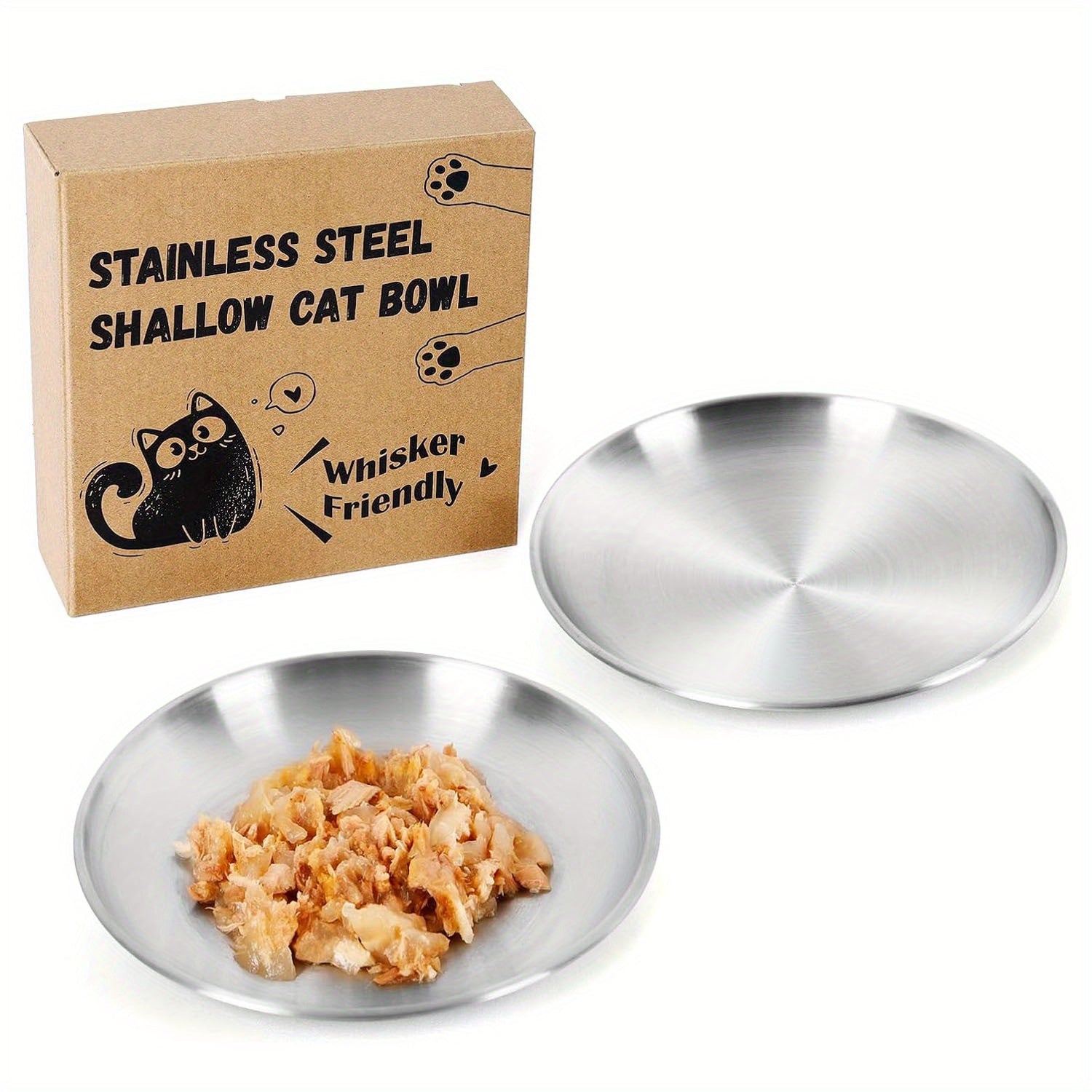 TEMU 2pcs Stainless Steel Pet Feeding Plates - , Reusable Metal Bowls For Indoor & Outdoor Use, Pet Feeding Plates,