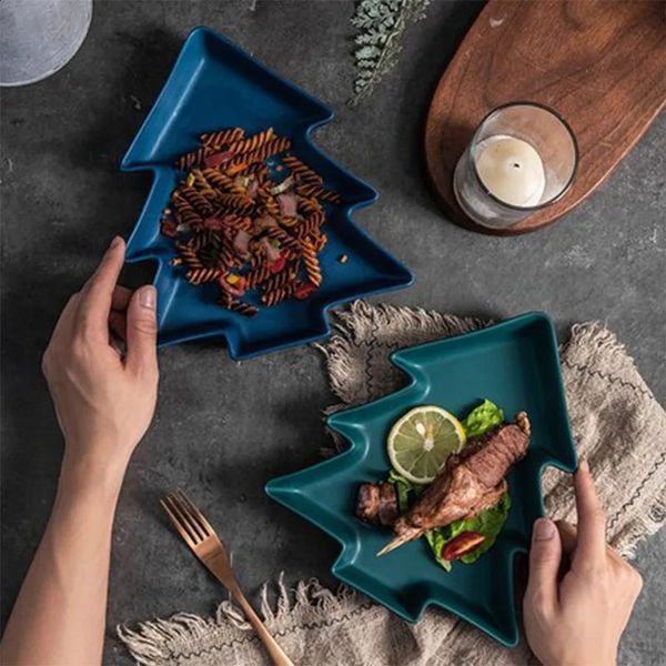 Christmas tree shaped household kitchen supplies home candies snacks nuts seeds dried fruits ceramics dinner plates bowls trays 240927