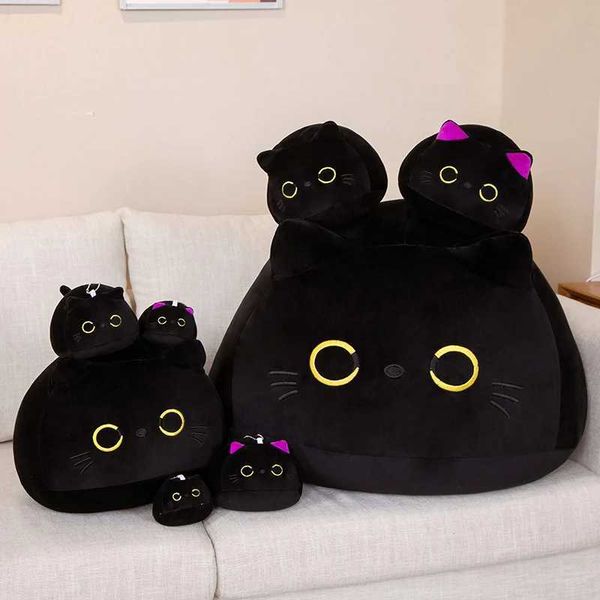NEW Black Cat Plush Toy Soft Plushies Cute Stuffed Animal Cat Throw Pillow Doll Room Decor Kawaii Peluche Kids Birthday Gift Y240817