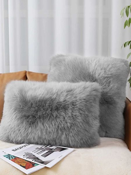 Fur pillowcase soft cushion cover decorative long hair pillowcase plush pillowcase new luxury series artificial throwing pad decoration X241