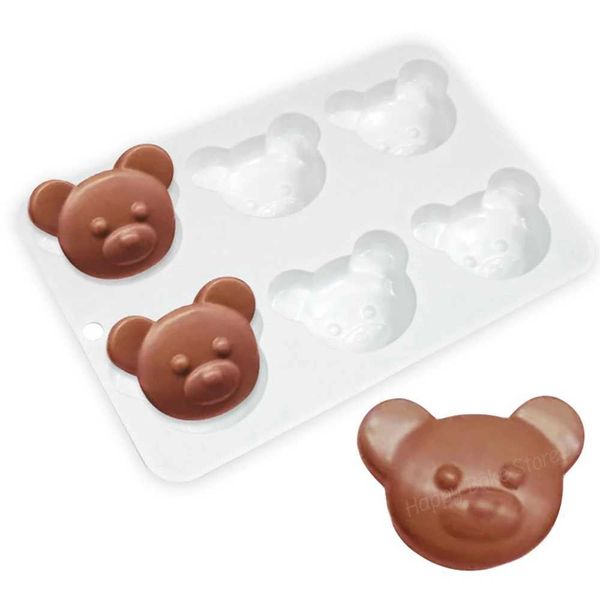 High Quality 6-cavity Bear Head Silicone Chocolate Mold 3D Cute Panda Fangdan Mold DIY Dessert Candy Biscuit Baking Mold Kitchen Tool T25010