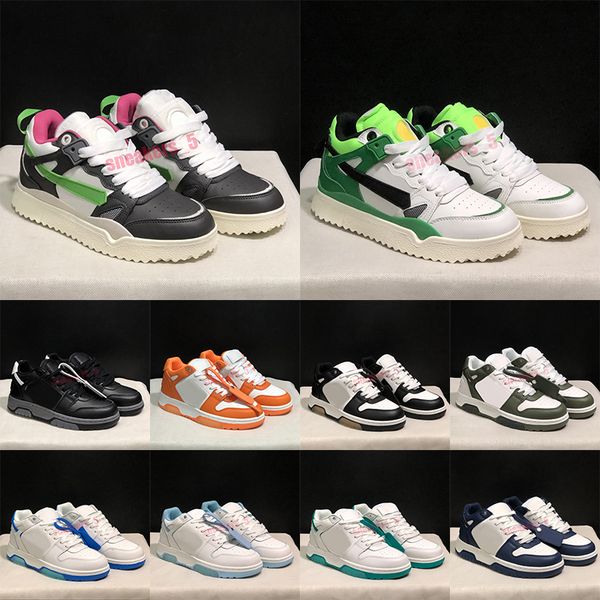 Out Of Office Arrows Motif Vintage Designer Casual Women Men shoes Calf Leather Sponge black pink blue Midtop sneakers low top Platform dhga