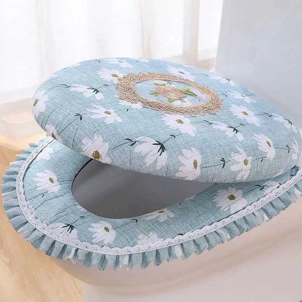 Simple Printing Four Seasons Toilet Seat Cushion 2 pieces-set Zipper Toilet Seat Cover Home Soft Short Plush Toilet Seat Cover W241204
